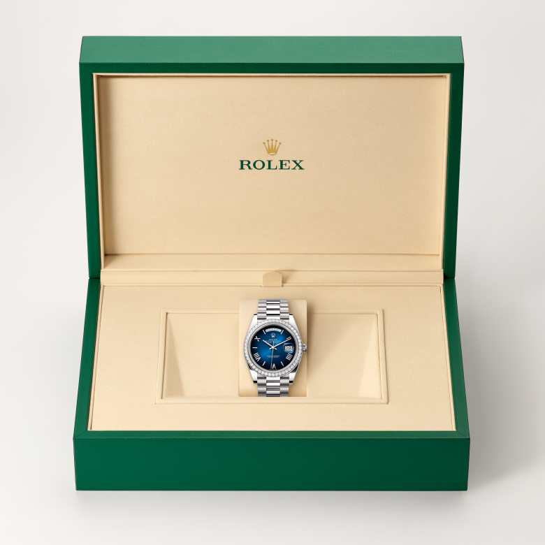 Rolex Day-Date in 18 kt white gold, M228349RBR-0045 - Meierotto Jewelers