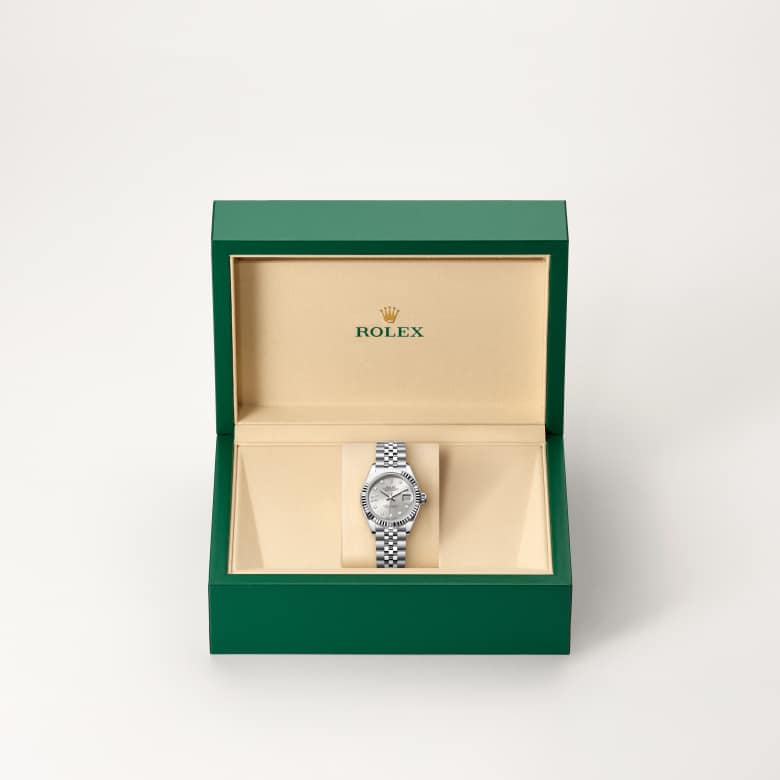 Rolex Lady-Datejust in White Rolesor - combination of Oystersteel and white gold, M279174-0021 - Meierotto Jewelers