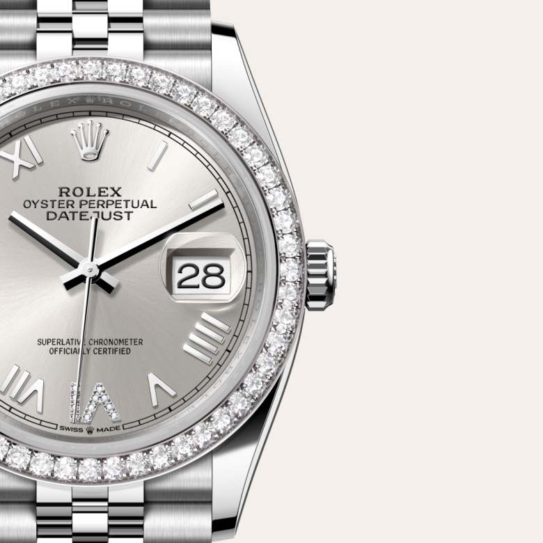 Rolex Datejust in White Rolesor - combination of Oystersteel and white gold, M126284RBR-0059 - Meierotto Jewelers