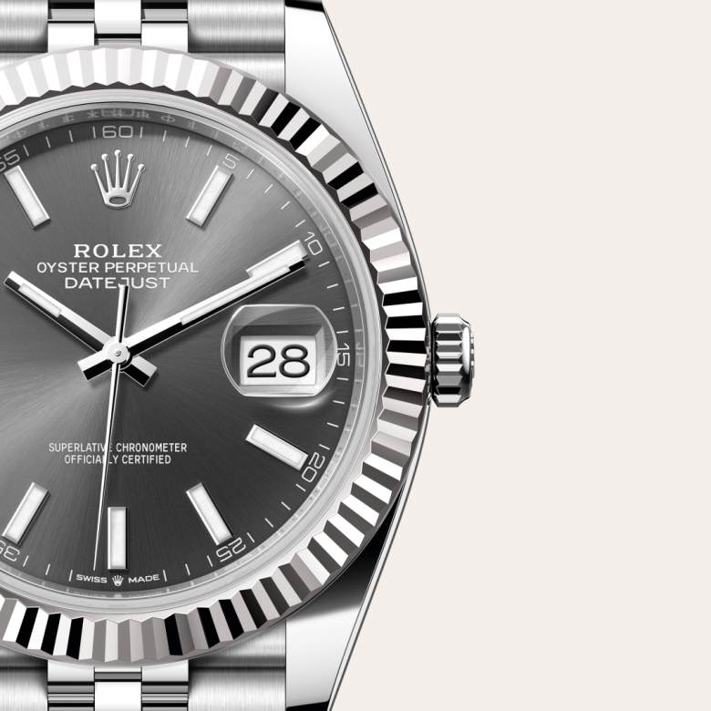 Rolex Datejust in White Rolesor - combination of Oystersteel and white gold, M126334-0014 - Meierotto Jewelers