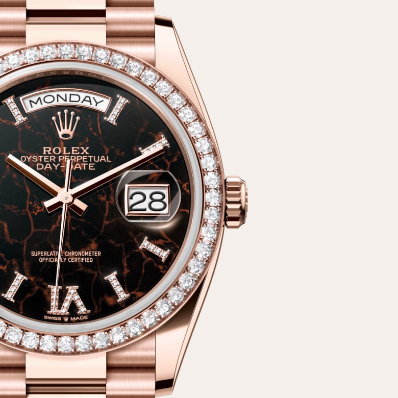 Rolex Day-Date in 18 kt Everose gold, M128345RBR-0044 - Meierotto Jewelers