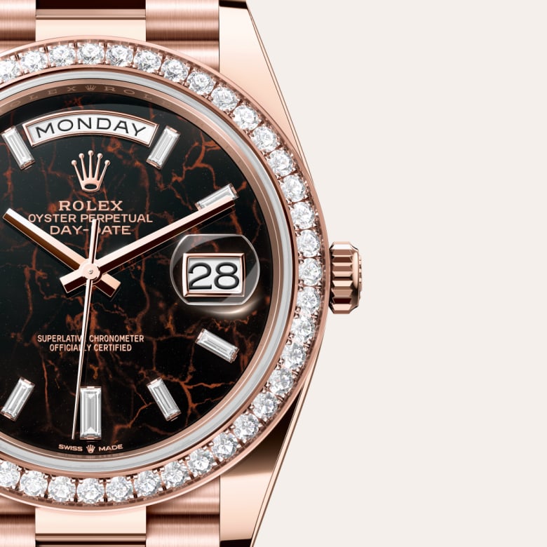 Rolex Day-Date in 18 kt Everose gold, M228345RBR-0016 - Orrs Jewelers
