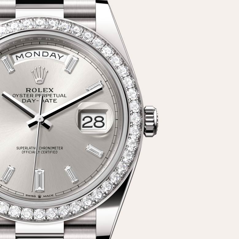 Rolex Day-Date in 18 kt white gold, M228349RBR-0001 - Schiffman's Jewelers