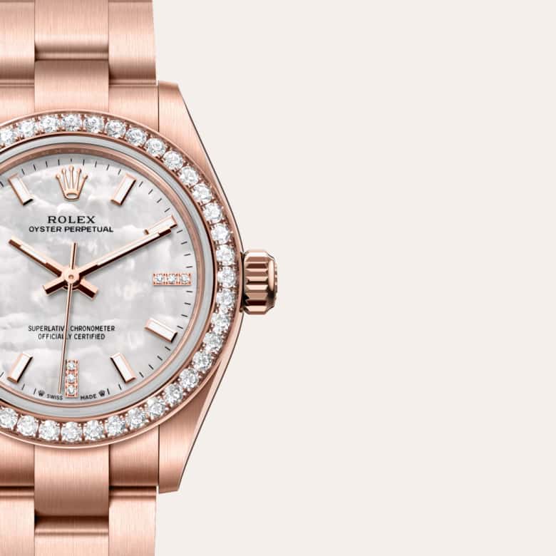 Rolex Oyster Perpetual in 18 kt Everose gold, M276245RBR-0001 - Clarkson Jewelers
