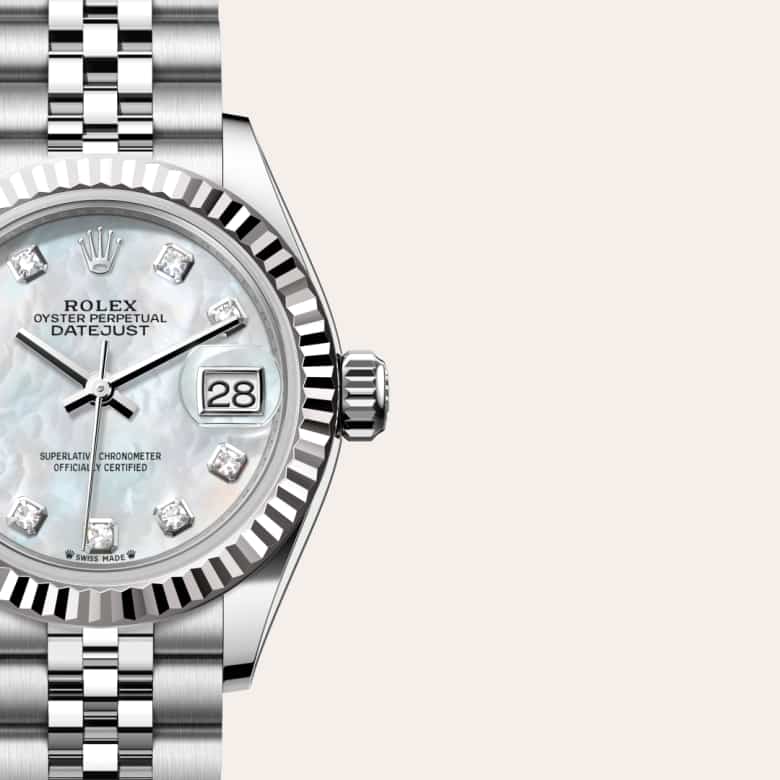 Rolex Lady-Datejust in White Rolesor - combination of Oystersteel and white gold, M279174-0009 - Clarkson Jewelers