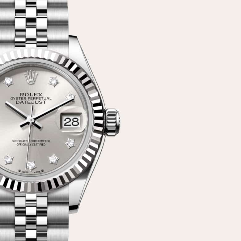 Rolex Lady-Datejust in White Rolesor - combination of Oystersteel and white gold, M279174-0021 - Meierotto Jewelers