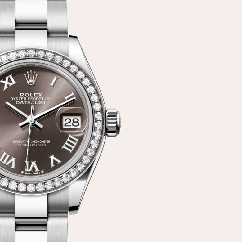 Rolex Lady-Datejust in White Rolesor - combination of Oystersteel and white gold, M279384RBR-0016 - Schiffman's Jewelers